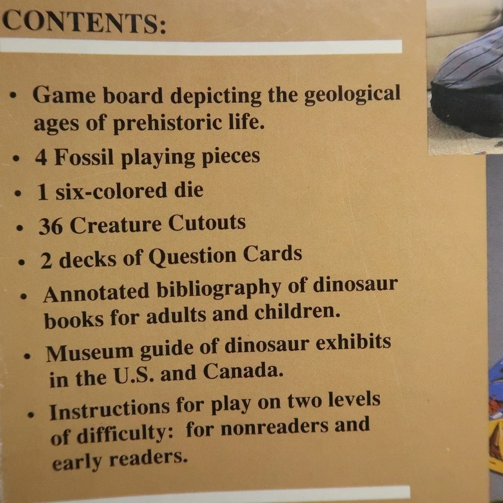 Vintage Dinosaurs and Things Puzzle Board Game Vintage Unpunched Aristoplay
